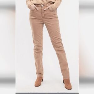 French Dressing Suzanne Relaxed Straight Leg Supreme Denim, Sandstone Tan Sz 18